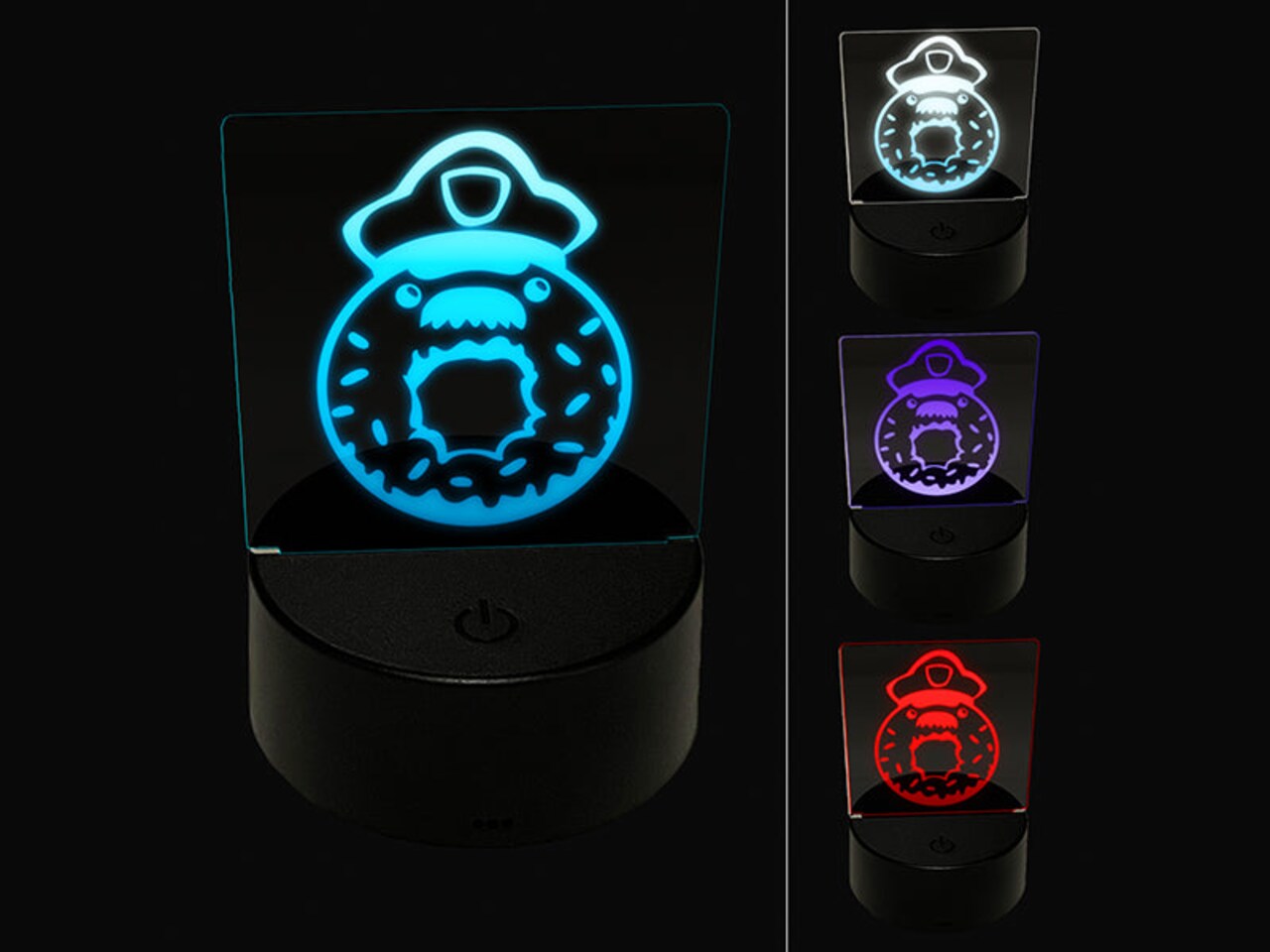 Police Officer Donut 3D Illusion LED Night Light Sign Nightstand Desk Lamp